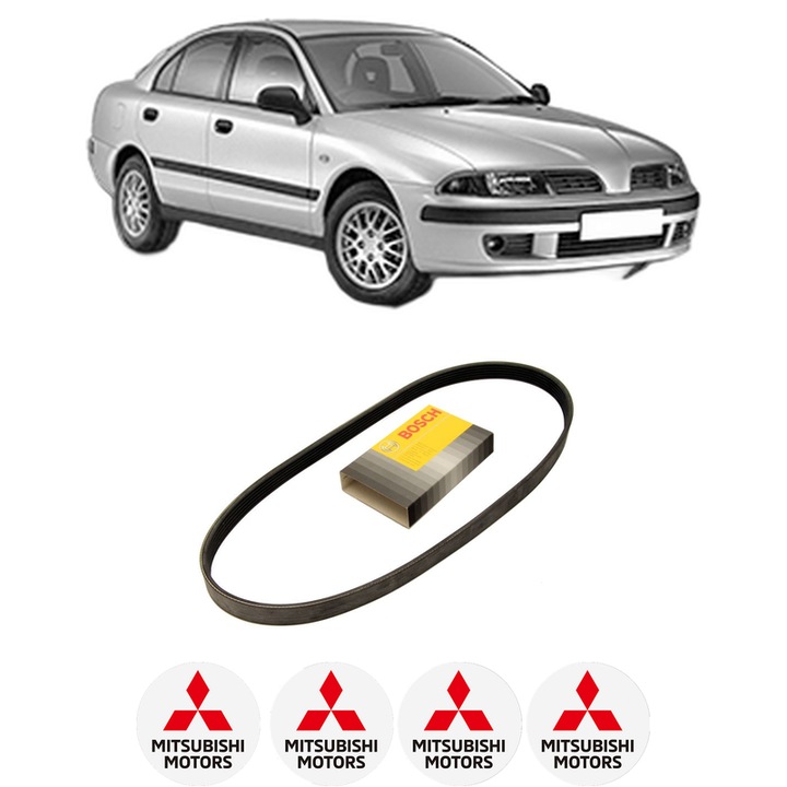 Curea transmisie accesorii MITSUBISHI CARISMA (DA_) 1.9 DI-D (DA5A) din 2000-2006, auto, Bosch, 4x Stickere auto cu MITSUBISHI
