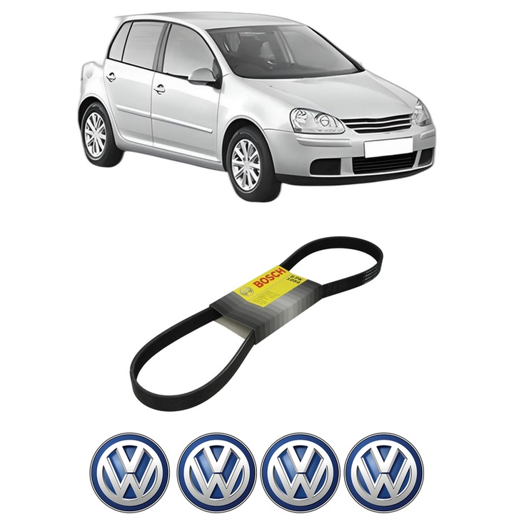 Curea transmisie accesorii Volkswagen GOLF V (1K1) 2.0 GTI din 2004-2009, auto, Bosch, 4x Stickere auto cu Volkswagen