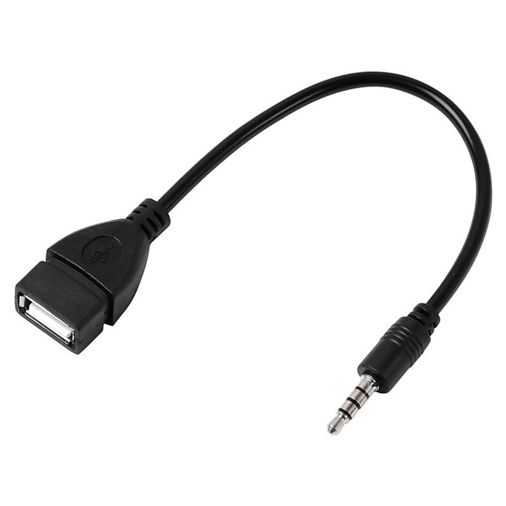 Cablu audio POWERTECH 3.5mm la USB 2.0, 0.5m, negru