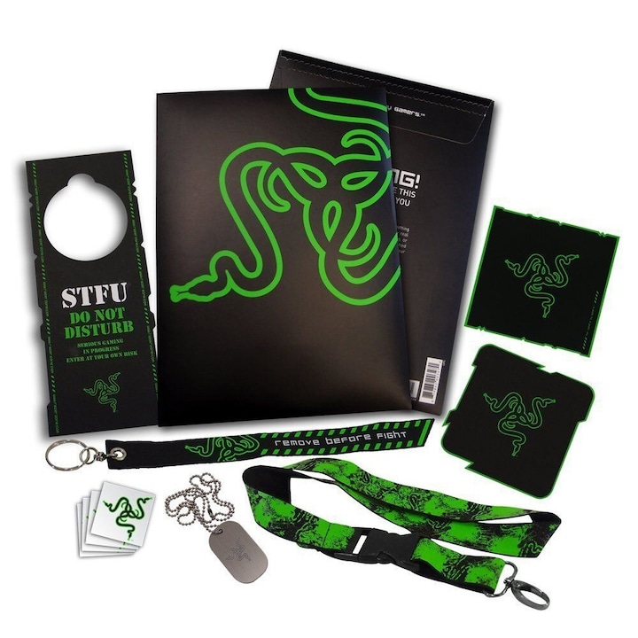 Set articole fan gaming Razer LEET PACK v3, suporturi, lanyarduri ...
