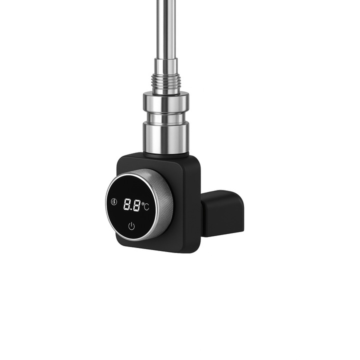 Incalzitor electric pentru calorifer de baie Luxrad PREMIO 1000W negru, cu capac si control Wi-Fi Smart Life, moduri Confort/ECO/BOOST/saptamanal, protectie IPX4, reglaj temperatura 7–30°C, solutie moderna, sigura si eficienta pentru bai