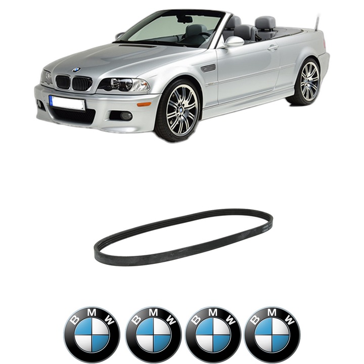 Curea transmisie accesorii BMW Seria 3 Convertible (E46) 320 Cd din 2005-2007, auto, Bosch, 4x Stickere auto cu BMW