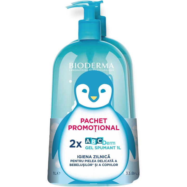 Комплект пяна за измиване Bioderma ABCDerm, 2x1000 мл