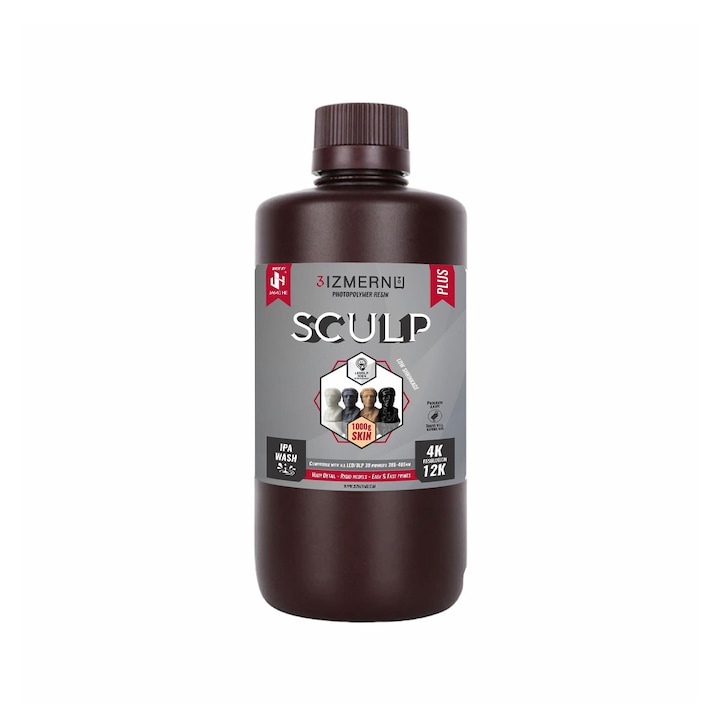 3IZMERNO SCULP PLUS fotopolimer gyanta, UV gyanta, 365-405nm, 1kg, testszínű