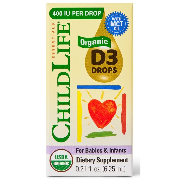 Organic Vitamin D3 400UI (copii), ChildLife Essentials, 6.25ml