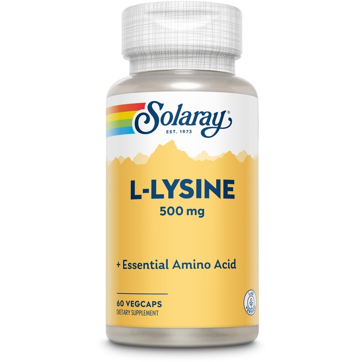 L-Lysine 500mg, Solaray, 60 capsule vegetale