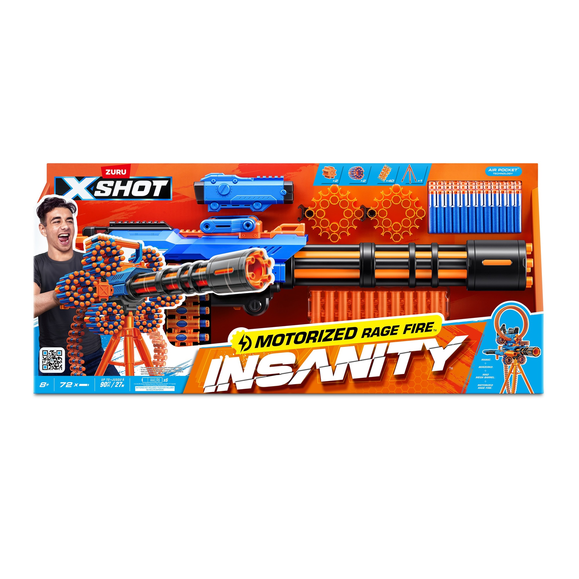 Blaster X-Shot - Insanity, motorizat, cu trepied, 72 proiectile