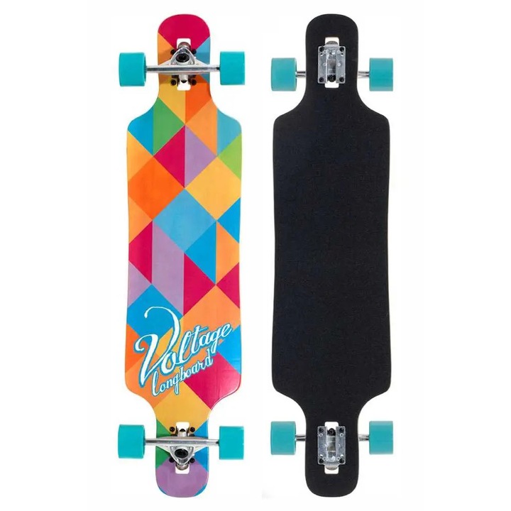 Longboard Voltage DT, 39", 7 straturi, grafica geometrica, 70x50mm, multicolor