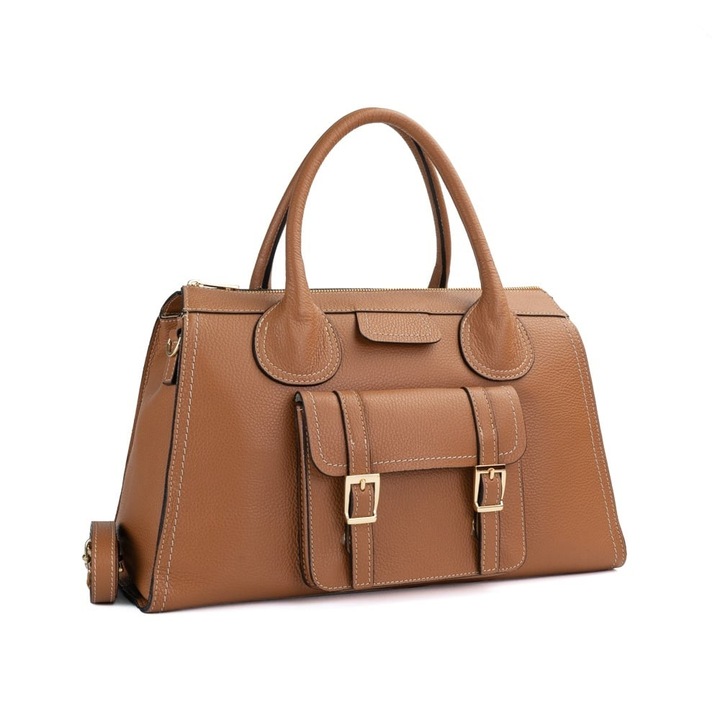 Poseta Piele Tiara - Camel, Geanta Casual din Piele Naturala, Geanta, Genti