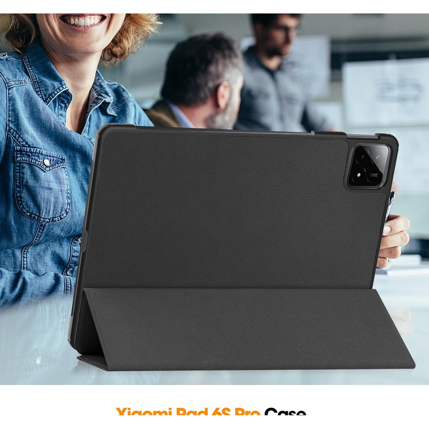 Husa Sigloo pentru tableta Xiaomi Pad 6S Pro 12.4' (2024) – Slim, Tri-Fold Magnetic, Piele Ecologica, Antisoc, Stand Reglabil, – Negru