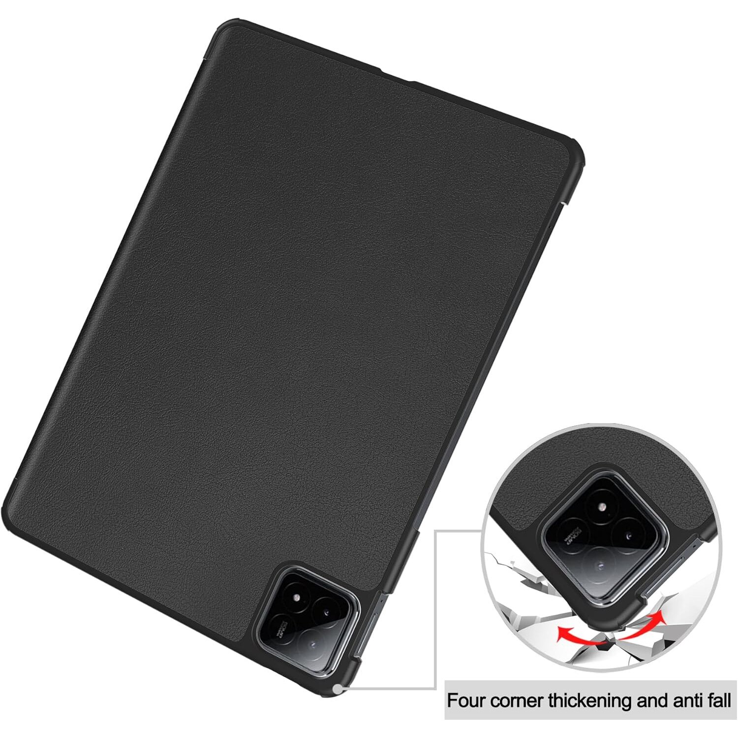 Husa Sigloo pentru tableta Xiaomi Pad 6S Pro 12.4' (2024) – Slim, Tri-Fold Magnetic, Piele Ecologica, Antisoc, Stand Reglabil, – Negru