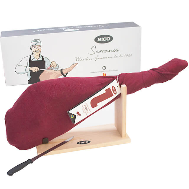 Pachet Cadou Jamón Serrano + Suport + Cutit, 7kg
