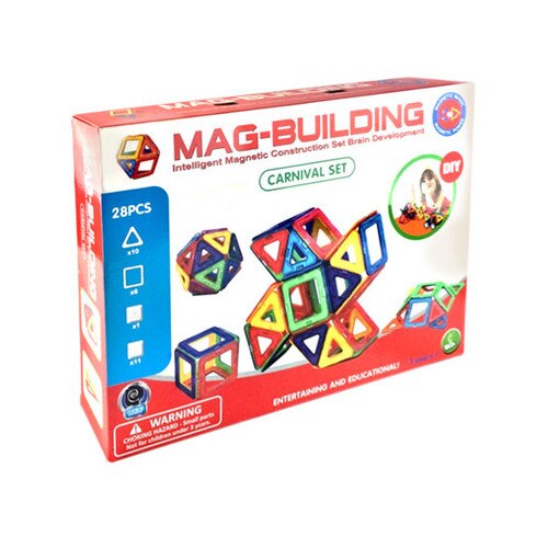 Joc magnetic de constructii , 28 piese, pentru dezvoltarea inteligentei, imaginatiei, logicii, concentrarii
