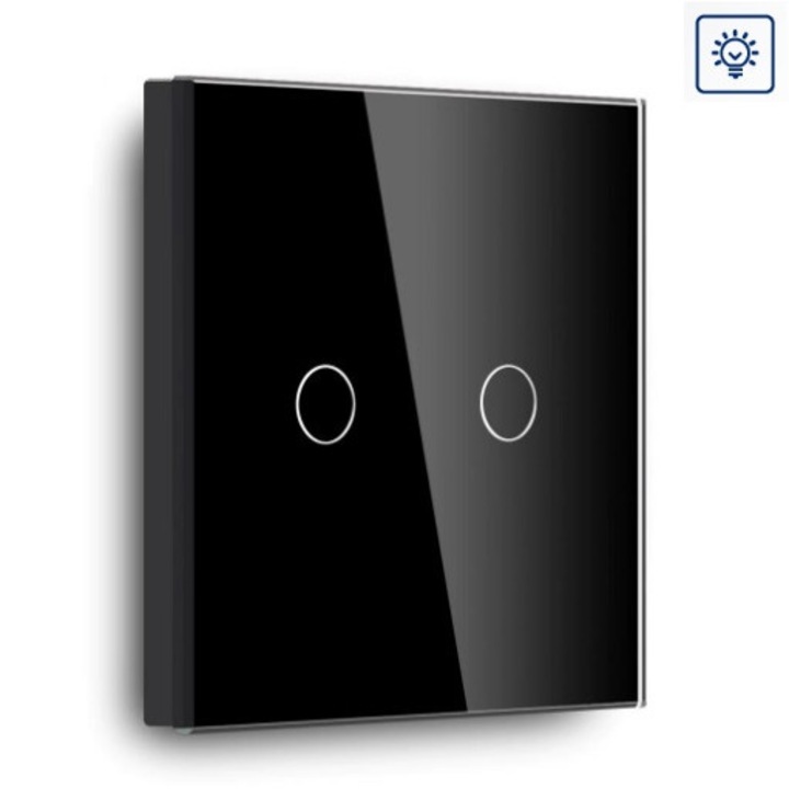 Intrerupator tactil dublu cu variator de tensiune M1, Negru