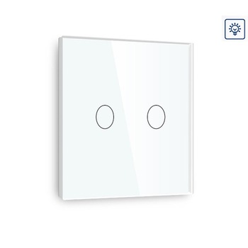 Intrerupator tactil dublu cu variator de tensiune M1, Alb Intrerupator tactil dublu cu variator de tensiune M1, Alb