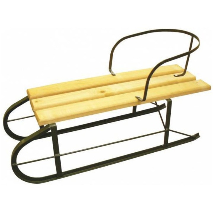 Метална шейна OEM, Облегалка, Дървена седалка, 67X25X25 см