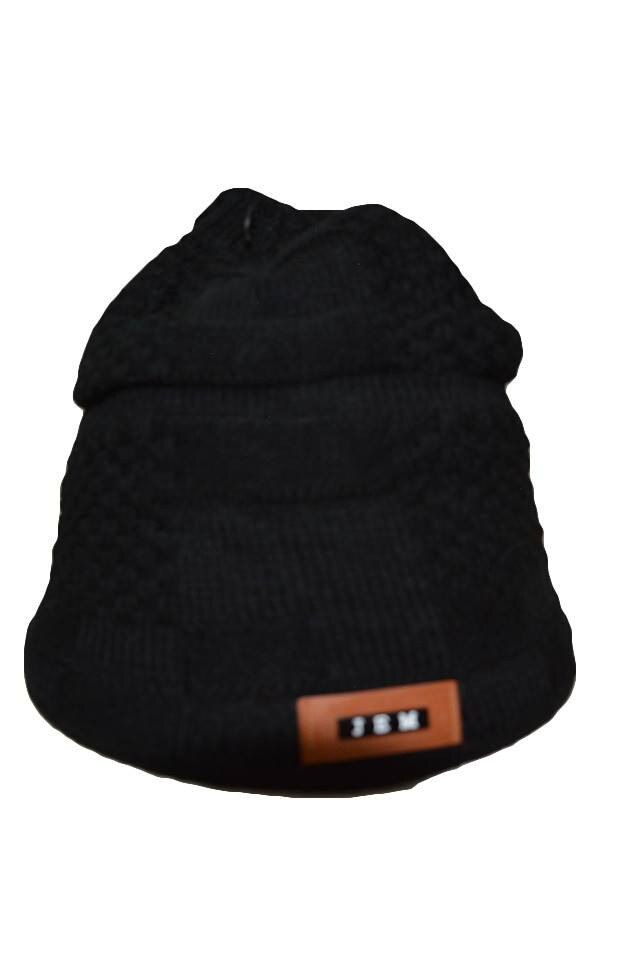 Caciula cu captuseala din blanita, din material tricotat,D&J Exclusive,negru,universala