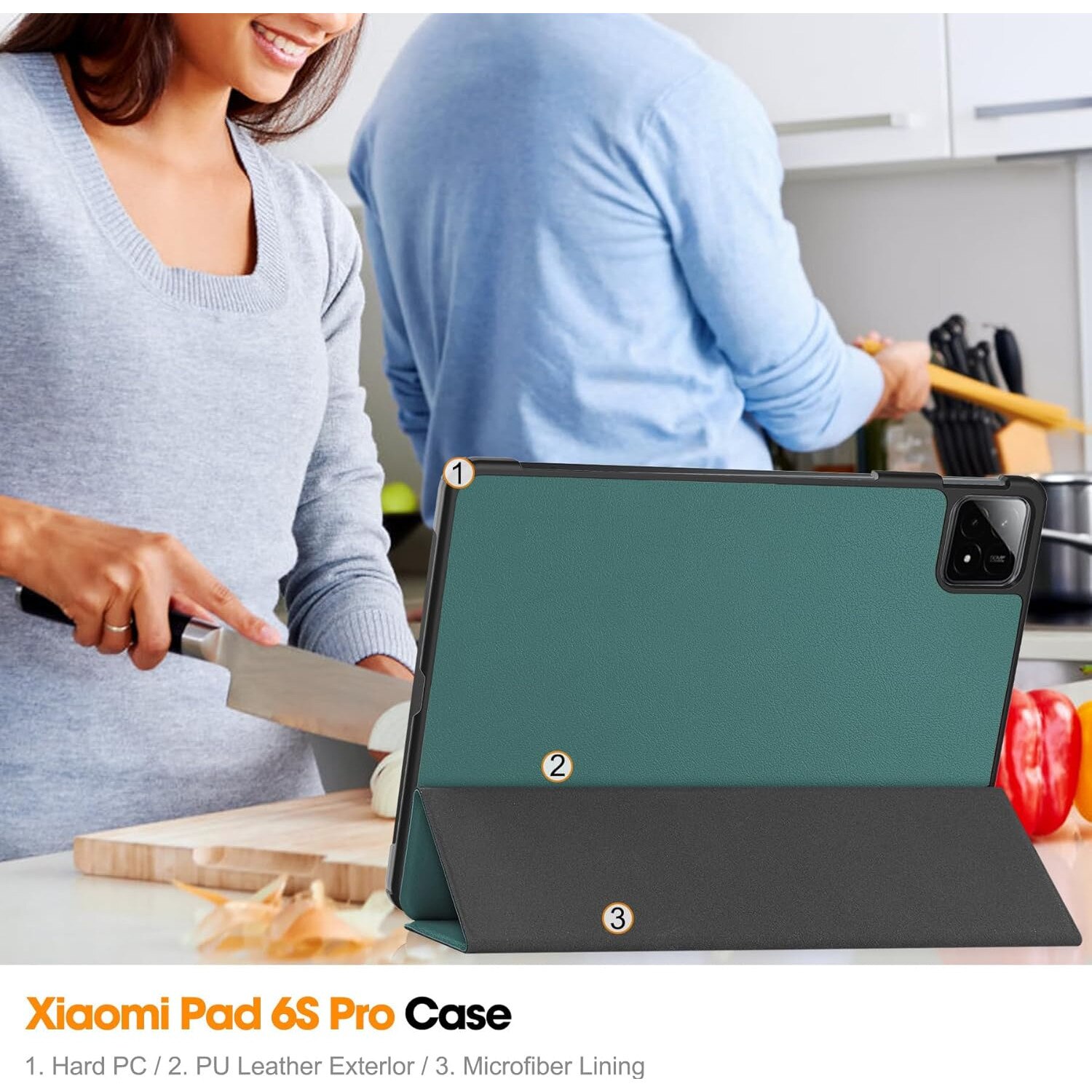 Husa Sigloo pentru tableta Xiaomi Pad 7 / 7 Pro, Slim, Magnetica, Verde, 11.2"