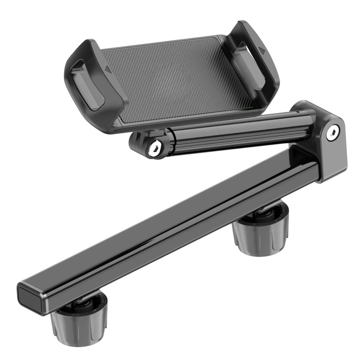 Suport auto reglabil pentru tetiere Edibazzar, pentru smartphone-uri si tablete, 22-30 cm, ABS, negru