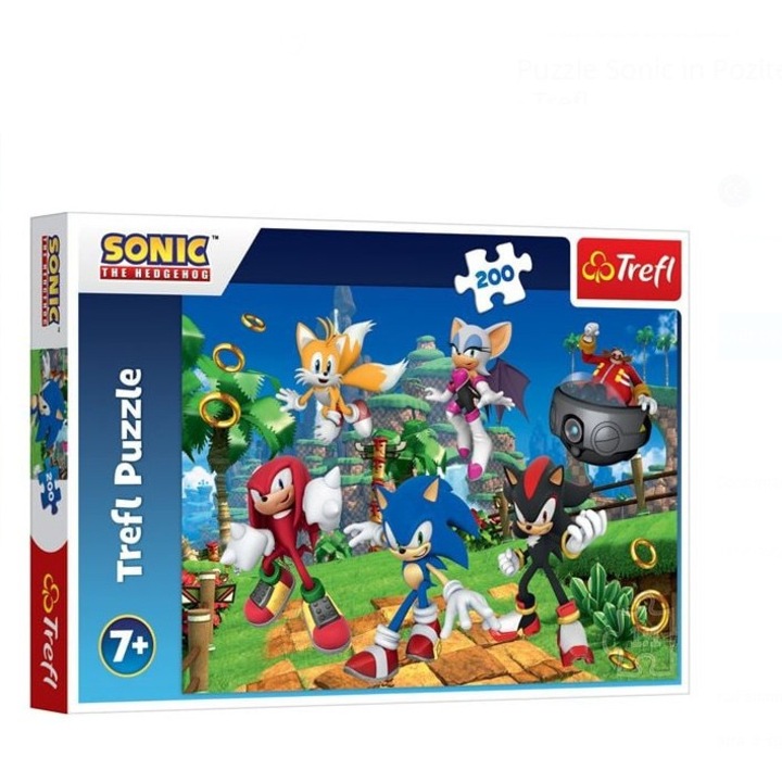 Puzzle Sonic the Hedgehog in Pozitie de Lupta, 200 Piese, Trefl, 7+ Ani