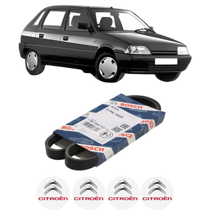 Curea transmisie accesorii CITROEN AX (ZA-_) 10 din 1986-1992 KW 32 CP 44 CMC 954, auto, Bosch, 4x Stickere auto cu CITROEN