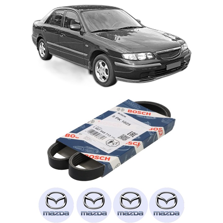 Curea transmisie accesorii MAZDA 626 V Hatchback (GF) 1.8 (GF8P) din 1997-1999 KW 66 CP 90 CMC 1840, auto, Bosch, 4x Stickere auto cu MAZDA