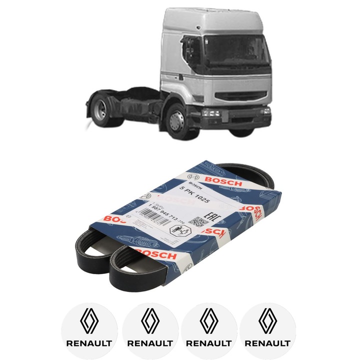 Curea transmisie accesorii RENAULT TRUCKS PREMIUM Route 420.19 din 2000-2006 KW 305 CP 415 CMC 11123, auto, Bosch, 4x Stickere auto cu RENAULT TRUCKS