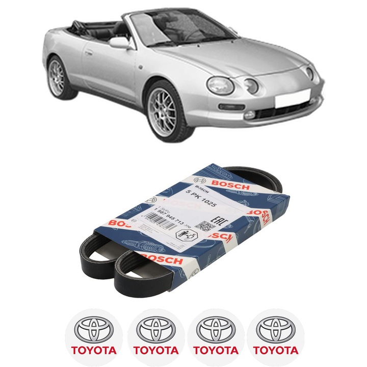 Curea transmisie accesorii TOYOTA CELICA Convertible (_T20_) 2.0 i 16V (ST202) din 1993-1999 KW 125 CP 170 CMC 1998, auto, Bosch, 4x Stickere auto cu TOYOTA