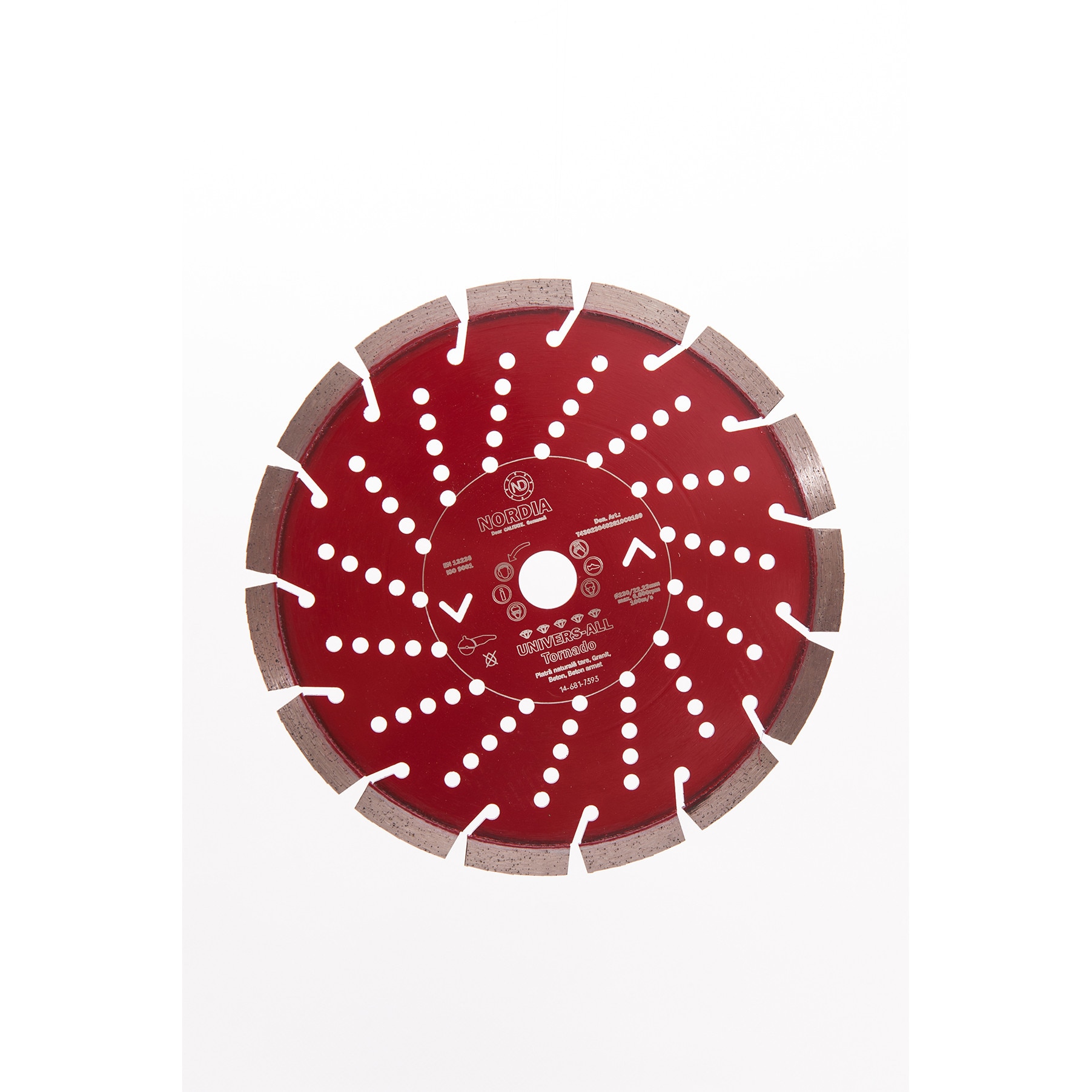 Disc diamantat NORDIA Univers-All Tornado, 400 x 25.40 (+ 1NL) x 3.2 x 10+2 mm, 28 segmenti, pentru polizor unghiular