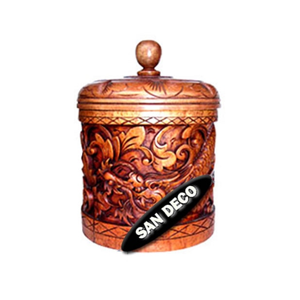 Cutie sculptata in lemn de mahon