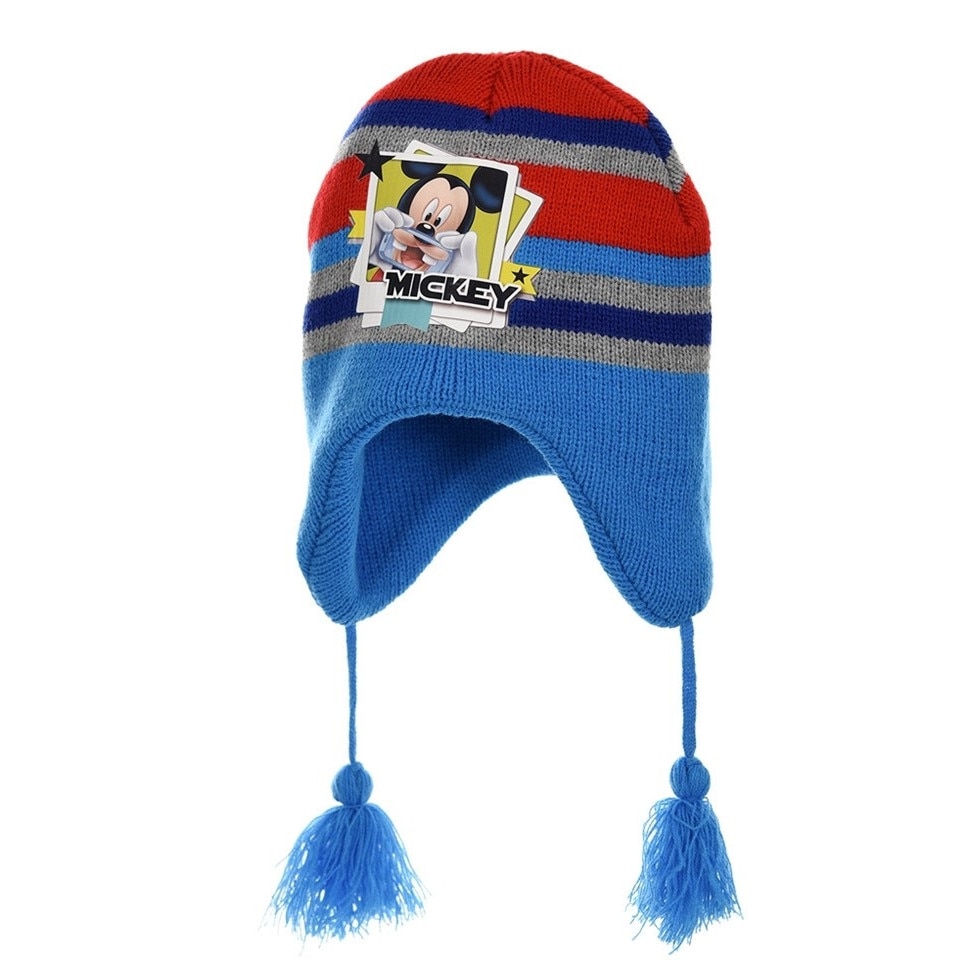 Caciula Mickey Mouse cu dungi, Rosu / Albastru
