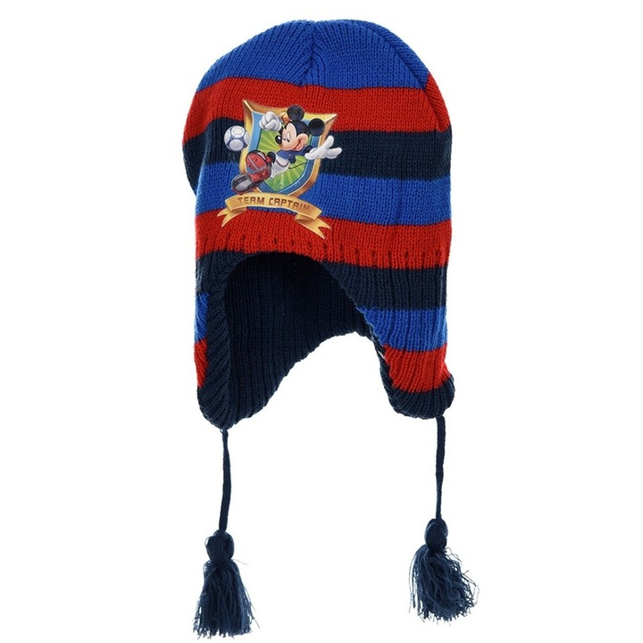 Caciula Mickey Mouse cu dungi, Rosu/Bleumarin