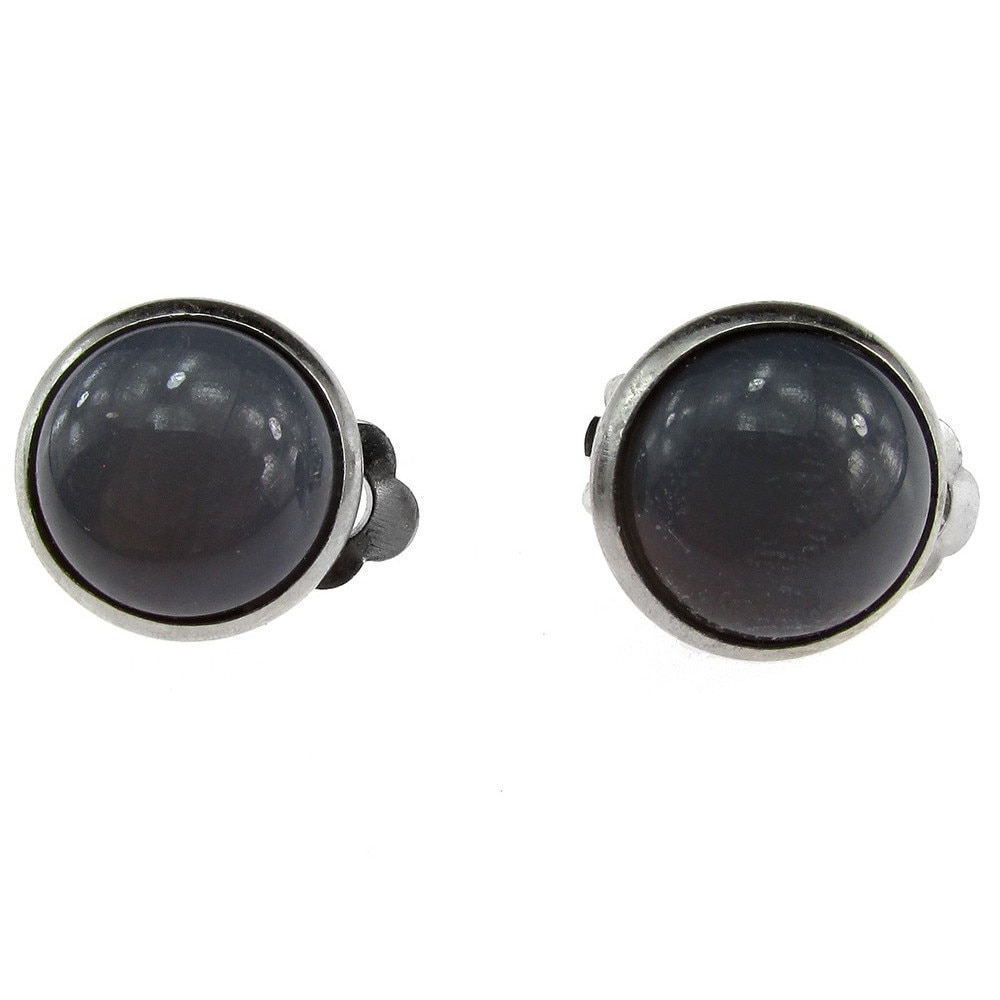 Cercei clips agate gri naturale 12 MM, GlamBazaar, 13 mm, cu Agate, Gri, tip cercei clips cu pietre naturale