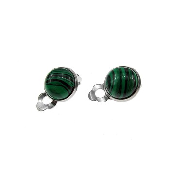 Cercei clips cu piatra semipretioasa malachit 10 MM, GlamBazaar, 10 mm, cu Malachit, Verde, tip cercei clips cu pietre naturale Cercei clips cu piatra semipretioasa malachit 10 MM, GlamBazaar, 10 mm, cu Malachit, Verde, tip cercei clips cu pietre naturale