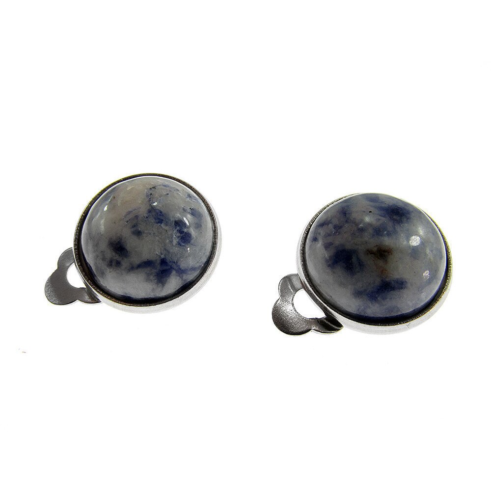 Cercei clips cu piatra naturala sodalit 12 MM, GlamBazaar, 13 mm, cu Sodalit, Albastru, tip cercei clips cu pietre naturale