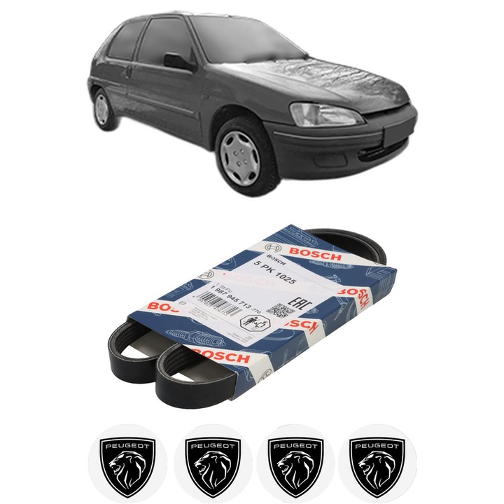 Curea transmisie accesorii PEUGEOT 106 Van II Hatchback Van (1S_) 1.0 din 1996-2001 KW 33 CP 45 CMC 954, auto, Bosch, 4x Stickere auto cu PEUGEOT