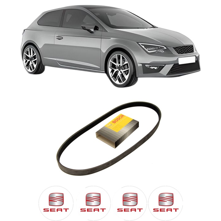 Curea transmisie accesorii SEAT LEON SC (5F5) 1.2 TSI din 2013-2018 KW 63 CP 86 CMC 1197, auto, Bosch, 4x Stickere auto cu SEAT