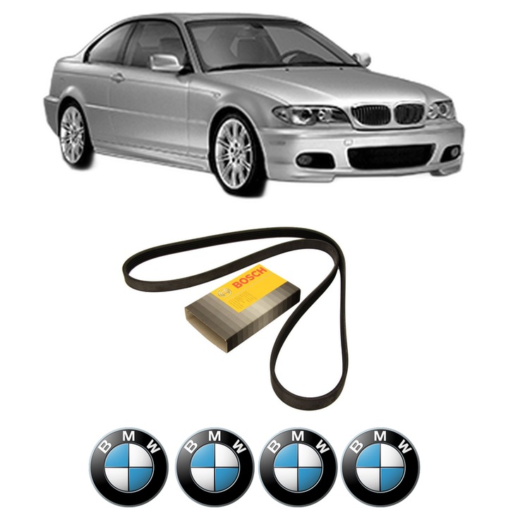 Curea transmisie accesorii BMW Seria 3 Coupe (E46) 316 Ci din 2000-2006 KW 77 CP 105 CMC 1596, auto, Bosch, 4x Stickere auto cu BMW