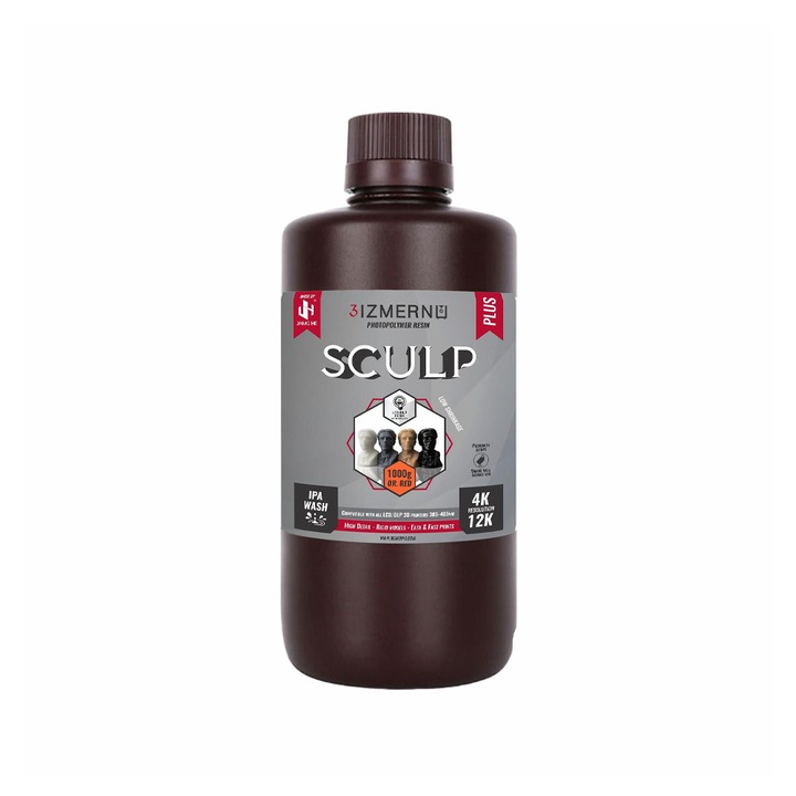 Fotopolimer Gyanta 3IZMERNO SCULP PLUS, UV Gyanta, 365-405nm, 1kg, Vörösesnarancs