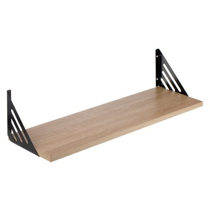 Raft de Perete, din MDF, cu Suporturi Metalice, 60x20x1,5 cm, Design Minimalist, Capacitate 3 kg