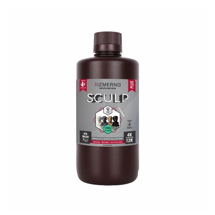 Fényérzékeny Gyanta 3IZMERNO SCULP PLUS, UV Gyanta, 365-405nm, 1kg, Menta Zöld