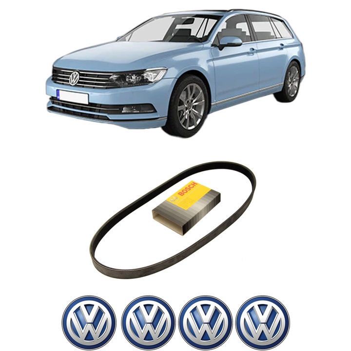 Curea transmisie accesorii Volkswagen PASSAT B8 Variant (3G5, CB5) 2.0 TSI din 2014-2024 KW 162 CP 220 CMC 1984, auto, Bosch, 4x Stickere auto cu Volkswagen