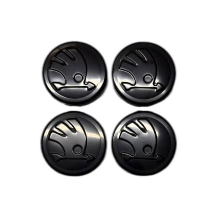 Set 4 capace roti 56mm Skoda negre compatibil/inlocuitor janta aliaj