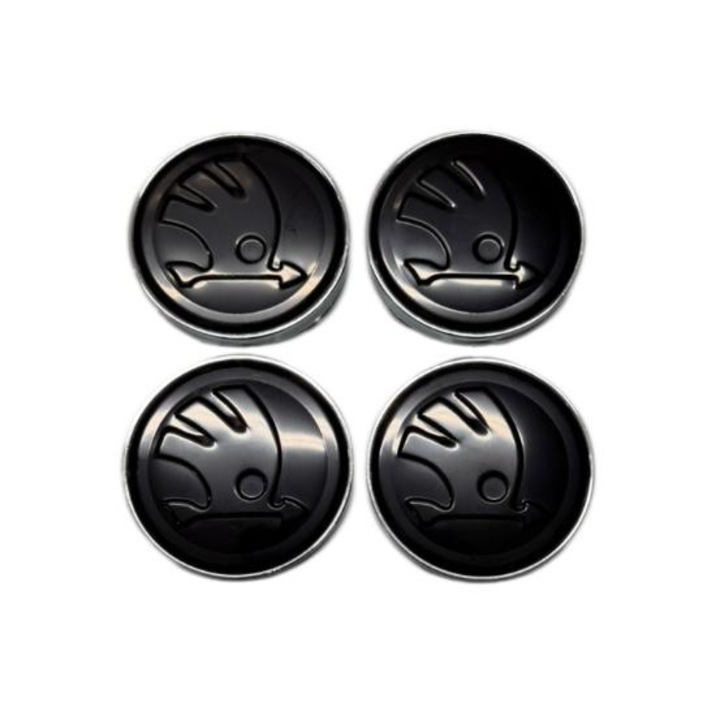 Set 4 capace roti 60mm Skoda negre compatibil/inlocuitor janta aliaj