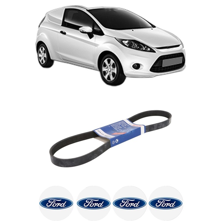 Curea transmisie accesorii FORD FIESTA VI Van 1.25 din 2008-2012 KW 44 CP 60 CMC 1242, auto, Bosch, 4x Stickere auto cu FORD