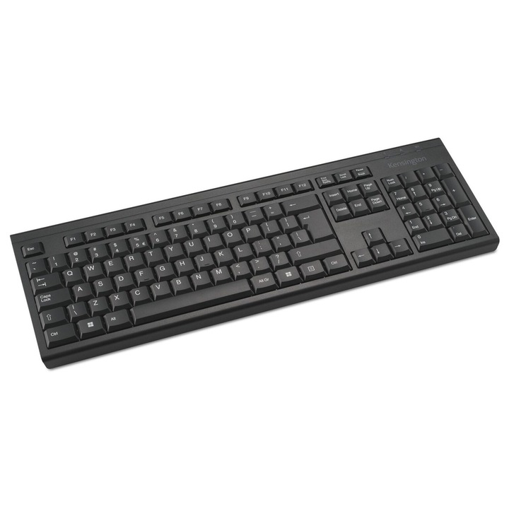 Tastatura Kensington KB150 EQ, membrana, wireless, QWERTY, 105 taste, neagra, dimensiuni 44.8x14.8x2.25cm