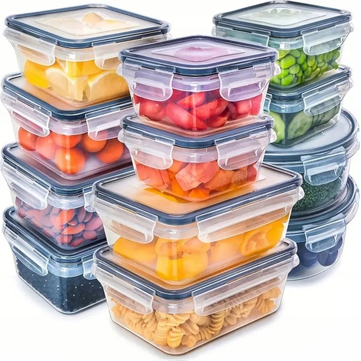 Set de 12 cutii alimentare cu capac, Artronix, diverse dimensiuni, fara BPA, sigilate, 100% etanse