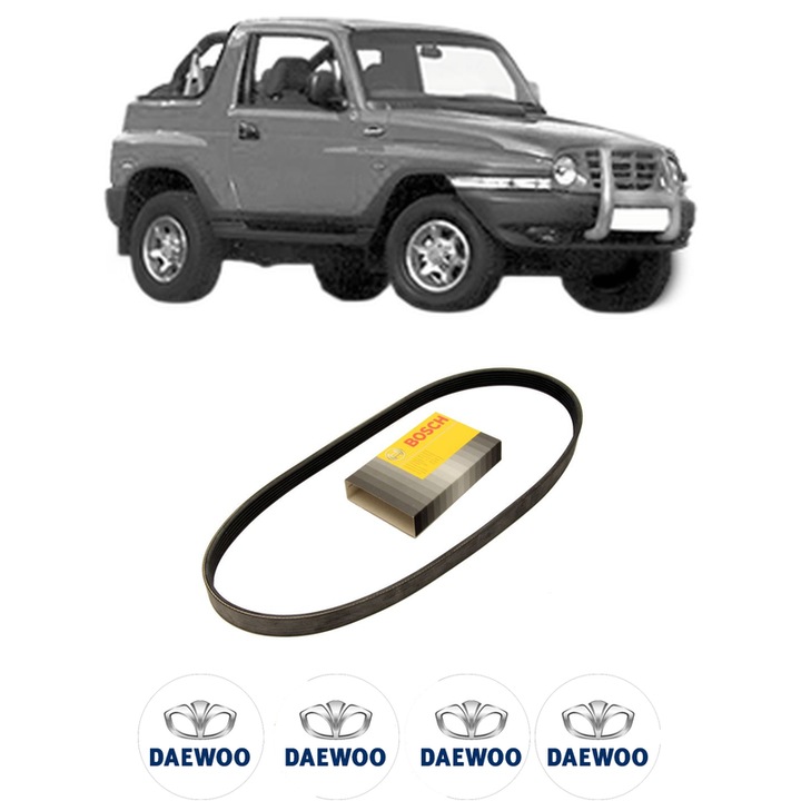 Curea transmisie accesorii DAEWOO KORANDO Cabrio (KJ) 2.9 TD din 1999 KW 88 CP 120 CMC 2874, auto, Bosch, 4x Stickere auto cu DAEWOO