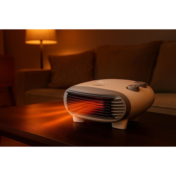 Erőteljes elektromos hőlégfúvó Potop 2000W, 15W ventilátor, túlmelegedés elleni védelem, ideális szobafűtéshez, 2 teljesítményfokozat, állítható termosztát, ideális a hideg évszakra