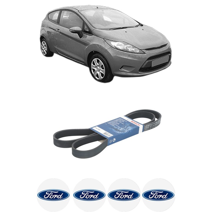 Curea transmisie accesorii FORD FIESTA VI (CB1, CCN) 1.0 din 2012-2017 KW 59 CP 80 CMC 998, auto, Bosch, 4x Stickere auto cu FORD